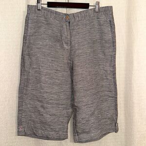 blue illusion M Chambray Heather Blue Linen Hem Tabs Bermuda Shorts with Pockets